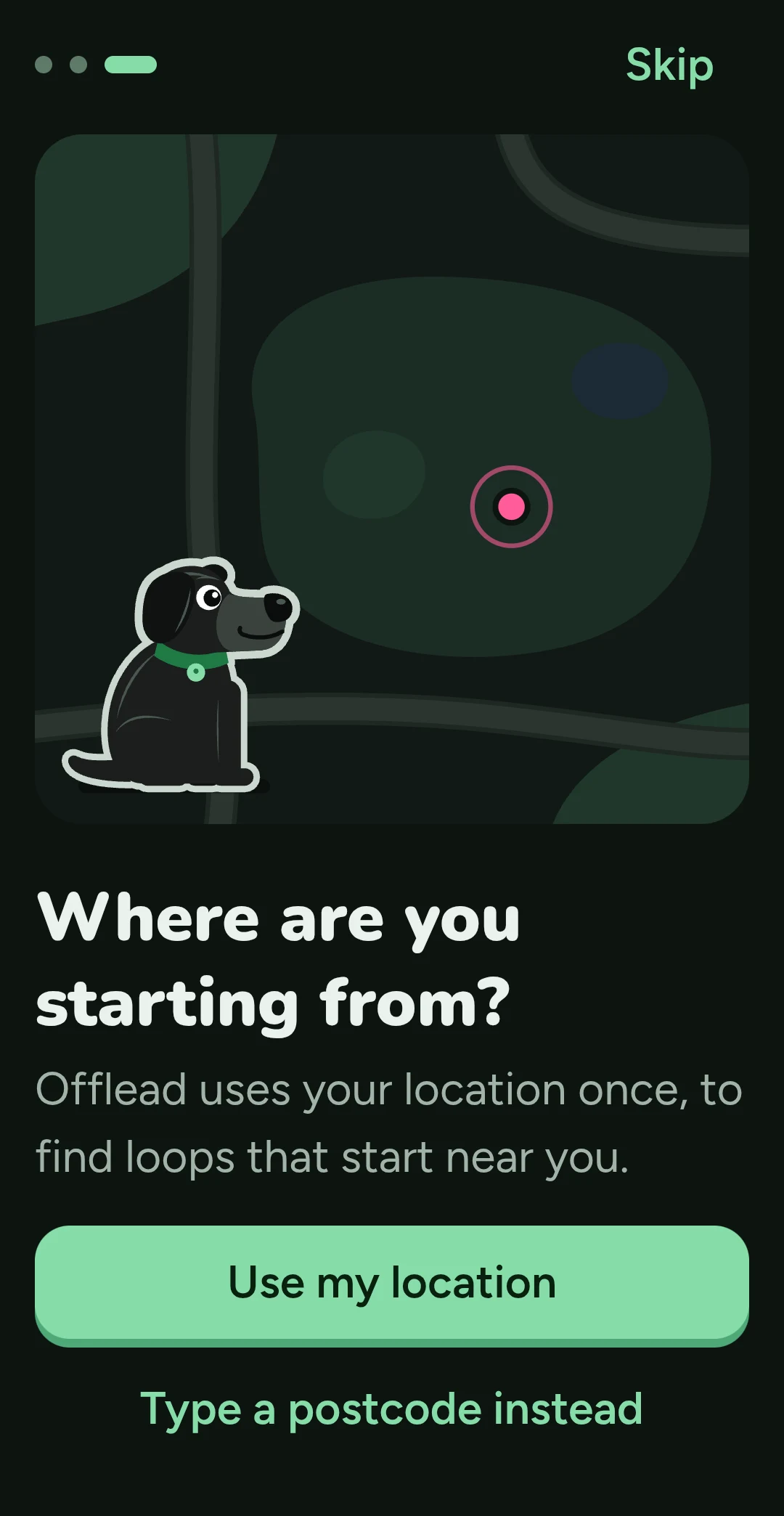 Offlead: enter a postcode or use your location
